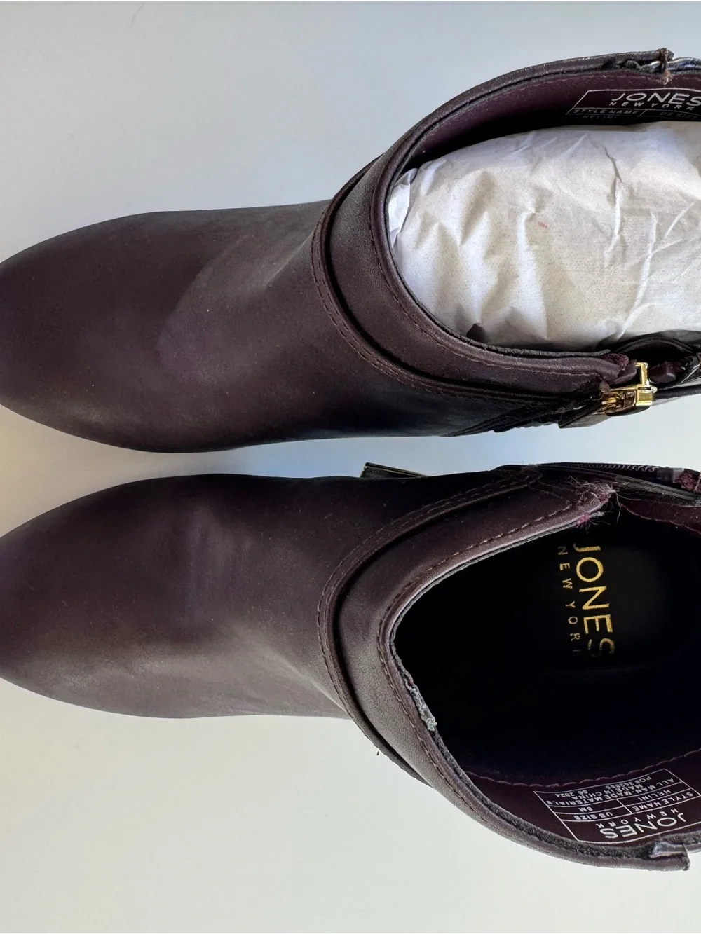 Jones New York Plum Ankle Booties with Croc-Texture and Buckle NWT size 8